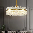GobekUsa Gold Round Crystal Pendant Light Chandelier for Bedroom and Living Room