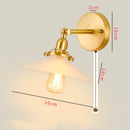 GobekUsa Clear Glass LED Mirror Light Pull Chain Copper E14 Wall Lamp