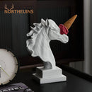 GobekUsa Horse Head with Ice Cream Statue Modern Art Ornament Sculpture