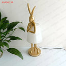 GobekUsa Bathing Rabbit Resin Table Lamp for Living Room and Bedroom Decor