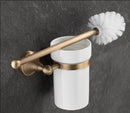 GobekUsa Antique Brass Bathroom Accessory Set: Towel Rack, Paper Holder, Soap Dish, Towel Ring, & More