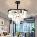 GobekUsa Crystal Gold Black LED Chandelier - Multi-Storey Modern Round Pendant Lamp