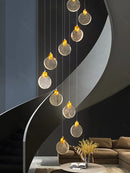 GobekUsa Crystal Chandelier LED Pendant Light for Modern Duplex Building Staircase