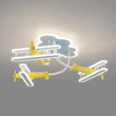 GobekUsa Cartoon Plane Chandelier Light Kids Room Ceiling Lamp Remote Control