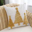 GobekUsa Christmas Tree Gold Green Red Tufted Pillow Cover 45x45cm Home Decoration