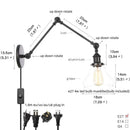 GobekUsa Industrial Loft Swing Arm Wall Sconce Clear Glass Pull Chain Switch Bedside Lamp