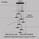 GobekUsa Golden Black LED Long Chandelier for Home, Restaurant, and Cafe