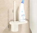 GobekUsa Bathroom Set: Cream White Shelf, Towel Rack, Paper Holder, Brush Holder & Hardware