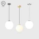 Modern White Globe Glass Pendant Light in Gold, Black, or Silver