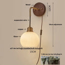 GobekUsa Copper Adjustable LED Wall Light; Modern Pull Chain Switch Glass Stair Lights