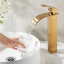 GobekUsa Gold Bathroom Faucet: Brass Rose Gold Basin Waterfall Mixer Tap