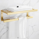GobekUsa Brushed Gold Bathroom Set: Shelf, Towel Rack, Holder, Toilet Brush - Bath Hardware