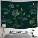 GobekUsa Koi Lotus Ink Tapestry Wall Hanging - Bohemian Aesthetics Home Decor