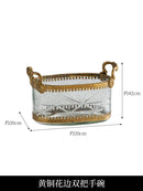 GobekUsa Brass & Carved Glass Jewelry Makeup Pen Storage Box Dry Fruit Snack Plate
