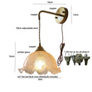 GobekUsa Amber Glass LED Wall Sconce with Pull Chain Switch for Bedroom and Bathroom