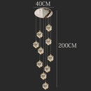 GobekUsa Crystal Chandelier Stair Pendant Lamp Living Room Interior Lighting