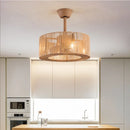 GobekUsa Braided Rope Lantern Ceiling Fan Light: Reversible, Dimmable, 6-Speed Home Decor