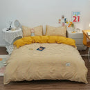 GobekUsa Japanese Grid Print Bedding Set for All Seasons, Queen/King Size Quilt Cover