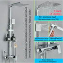 GobekUsa Digital Display Thermostatic Shower Faucet Set with Rainfall Shower Column in Chrome