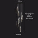 GobekUsa Crystal Chrome LED Chandelier: Luxury Duplex Stair Loft Pendant Light for Living Room