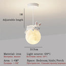 GobekUsa Kids Room LED Chandeliers White Bear Bunny Pendant Light Glass Bedside Lamp