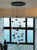 GobekUsa Crystal Ball Pendant Light for Modern Living Room, Black & Gold Luxury Fixture