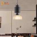 GobekUsa Glass Chrome Pendant Light LED E27 Iron Art Decor for Restaurant Café