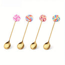 GobekUsa 4PCS Stainless Steel Creative Candy Donut Dessert Fork and Coffee Spoon Set