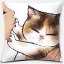 GobekUsa Cute Cat Kiss Love Cartoon Pillowcase for Home Decor