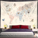 GobekUsa Cartoon Animals Map Tapestry Wall Hanging for Cute Children's Room Decor