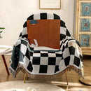 GobekUsa Cozy Plaid Wool Blend Crochet Checkerboard Blanket