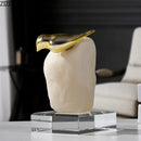 GobekUsa Golden Bird Statue Crystal Base Desk Ornament, Gold-plated Modern Home Decoration
