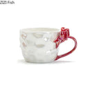 GobekUsa Bowknot Handle Porcelain Coffee Mug Set - Pearl Glazed Tea Cup Juice Cup