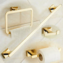 GobekUsa Gold Brass Bathroom Hardware 4-Piece Set: Towel Bar, Towel Ring, Toilet Paper Holder, Robe Hook