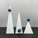 GobekUsa Geometric Triangle Blue Ball Ornament: Abstract Decorative Figurine