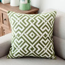 GobekUsa Green Geometric Canvas Cotton Embroidered Cushion Cover 45x45cm