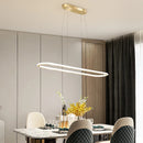 GobekUsa Gold Oval LED Chandelier Dimmable Dining Room Pendant Light Fixture
