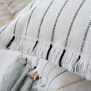 GobekUsa Handmade Cotton Woven Cushion Tassels - Ivory Black Yellow Stripe Home Decor