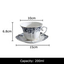 GobekUsa Grey Blue Rose Ceramic Cup & Saucer Set, Classical Mugs for Dining Table and Coffee Mug