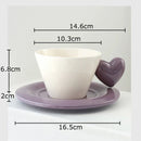 GobekUsa Heart Shape Porcelain Lovers Mug Set Dining Coffee Cup Tea Saucer Juice Cup
