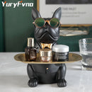 GobekUsa French Bulldog Figurine Tray Sculpture Coin Bank Home Decor Statue
