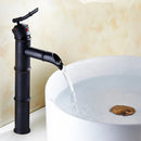 GobekUsa Black Bronze Waterfall Faucet Bamboo Bathroom Sink Tap High Arch Mixer