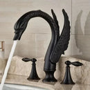 GobekUsa Golden Swan Basin Faucet Double Handle Hot Cold Mixer Tap for Bathroom