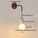 GobekUsa LED White Glass Wall Light Fixture Modern Pull Chain Switch Bedside Sconce
