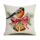 GobekUsa Cartoon Birds Christmas Pillowcase 45X45cm - Linen Sofa Cushion Cover