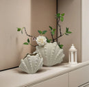 "GobekUsa Ceramic Clam Shell Vase for Home Decor and Terrarium Arrangements"