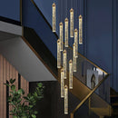 GobekUsa Crystal Staircase Chandelier: Modern LED Living Room Lamp for Deluxe Home Decor