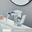 GobekUsa LED Waterfall Basin Faucet - Color Changing, Single Handle, Deck Mounted.