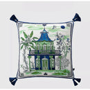 GobekUsa Chinese City Landscape Velvet Lumbar Pillow Cover with Tassels, 30x50cm