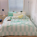 GobekUsa Large Flowers Print Cotton Satin Full Size Comforter Bedding Set